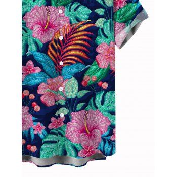Vacation Couple Outfit Hibiscus Floral Monstera Pattern Belt Dress and Shirt Set