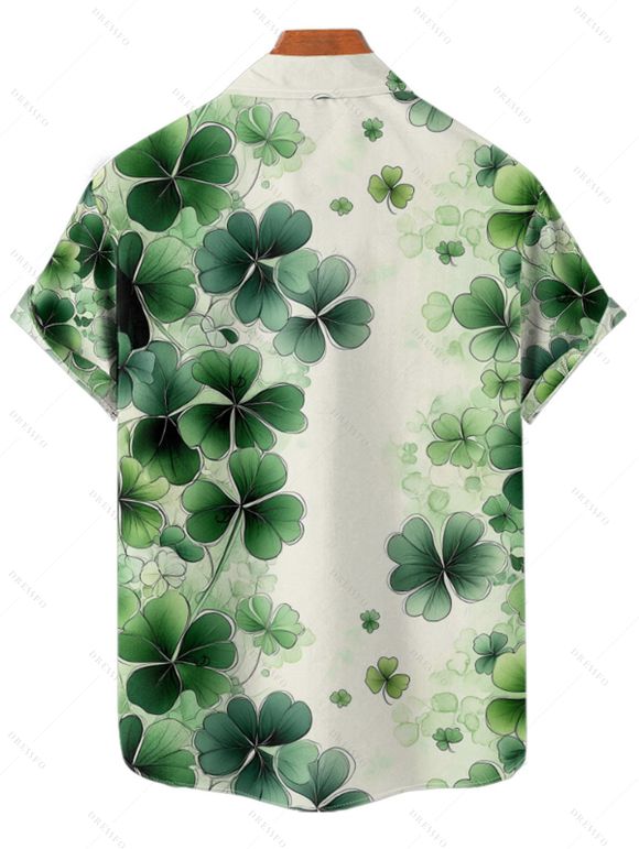 St.Patrick's Day Couple Outfit Watercolor Lucky Clover Print Dress and Shirt Set - Vert clair S | US 4
