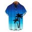 Chemise de vacances pour homme, imprimé zigzag ombré de cocotiers, boutonnée - Bleu M