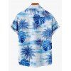 Vacation Couple Outfit Coconut Tree Monstera Leaf Print Pocket Long Dress and Shirt Set - Bleu Ciel S | US 4