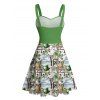 Robe de la Saint-Patrick à imprimé tropical porte-bonheur et ceinture froncée - Vert clair XXXXXL | US 20