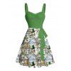 Robe de la Saint-Patrick à imprimé tropical porte-bonheur et ceinture froncée - Vert clair XXXXXL | US 20