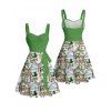 Robe de la Saint-Patrick à imprimé tropical porte-bonheur et ceinture froncée - Vert clair XXXXXL | US 20