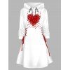 Robe à capuche à imprimé cœurs et lacets pour la Saint-Valentin - Blanc XXL | US 14