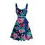 Robe de vacances à motif floral tropical hibiscus monstera et ceinture froncée - multicolor A XXXXXL | US 20