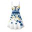 Robe de vacances à motif floral ombré coquelicot, bretelles spaghetti - Bleu S | US 4