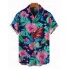 Vacation Couple Outfit Hibiscus Floral Monstera Pattern Belt Dress and Shirt Set - multicolor A S | US 4
