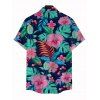 Vacation Couple Outfit Hibiscus Floral Monstera Pattern Belt Dress and Shirt Set - multicolor A S | US 4
