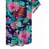 Vacation Couple Outfit Hibiscus Floral Monstera Pattern Belt Dress and Shirt Set - multicolor A S | US 4