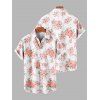 Vacation Couple Outfit Rose Leaf Print Ruffle Bowknot Wrap Dress and Shirt Set - Rose S | US 4