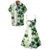 St.Patrick's Day Couple Outfit Watercolor Lucky Clover Print Dress and Shirt Set - Vert clair S | US 4