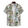 St.Patrick's Day Couple Outfit Tropical Lucky Print Ruched Belt Dress and Shirt Set - Vert clair S | US 4