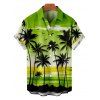 Chemise de vacances pour homme, imprimé coucher de soleil tropical avec cocotiers, chemise boutonnée - Vert 5XL