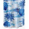 Chemise de vacances pour homme à imprimé feuilles de cocotier et de monstera, boutonnée - Bleu Ciel 5XL