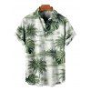 Chemise de vacances pour homme à imprimé feuilles de cocotier et de monstera, boutonnée - Vert 5XL
