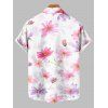 Chemise de vacances pour homme, imprimé floral aquarelle cosmos, chemise boutonnée - Rose clair 5XL