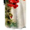 Chemise de vacances pour homme, style vintage, imprimé floral coquelicot aquarelle, boutonnée - Vert profond M