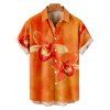 Chemise de vacances pour homme, imprimé floral tropical orchidée, chemise boutonnée - Orange 5XL