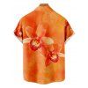 Chemise de vacances pour homme, imprimé floral tropical orchidée, chemise boutonnée - Orange 5XL