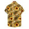 Chemise de vacances pour homme, imprimé léopard et tournesol, à boutons - Brun Doré 5XL