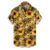 Chemise de vacances pour homme, imprimé léopard et tournesol, à boutons - Brun Doré 5XL
