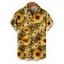 Chemise de vacances pour homme, imprimé léopard et tournesol, à boutons - Brun Doré 5XL