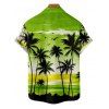 Vacation Couple Outfit Tropical Coconut Tree Sunset Print Dress and Shirt Set - Vert S | US 4