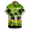 Vacation Couple Outfit Tropical Coconut Tree Sunset Print Dress and Shirt Set - Vert S | US 4
