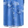 Chemise de vacances pour homme, imprimé floral tropical orchidée, chemise boutonnée - Bleu Ciel M