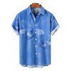 Chemise de vacances pour homme, imprimé floral tropical orchidée, chemise boutonnée - Bleu Ciel M