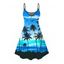 Robe de vacances à imprimé coucher de soleil tropical avec cocotiers et bretelles spaghetti - Vert XXXXXL | US 20