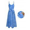Robe de vacances longue à poches et imprimé floral tropical orchidée - Bleu Ciel L | US 8-10