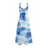 Robe de vacances longue à poches, imprimée feuilles de monstera et cocotier - Bleu Ciel XXXXXL | US 20