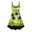 Robe de vacances à imprimé coucher de soleil tropical avec cocotiers et bretelles spaghetti - Vert XXXXXL | US 20