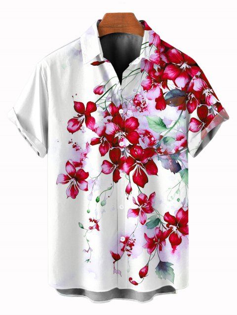 Chemise de vacances pour homme à motif floral de delphinium aquarelle, chemise boutonnée