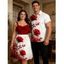 Vacation Couple Outfit Rose Print Colorblock Ruched Bust Dress and Shirt Set - Rouge Vineux S | US 4