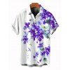 Chemise de vacances pour homme à motif floral de delphinium aquarelle, chemise boutonnée - Pourpre L