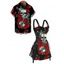 Gothic Couple Outfit Rose Skulls Playing Cards Print Lace Up Dress and Shirt Set - Noir S | US 4