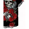 Gothic Couple Outfit Rose Skulls Playing Cards Print Lace Up Dress and Shirt Set - Noir S | US 4
