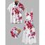 Vacation Couple Outfit Watercolor Delphinium Floral Pattern Long Dress and Shirt Set - Rouge Vineux S | US 4