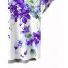 Vacation Couple Outfit Watercolor Delphinium Floral Pattern Long Dress and Shirt Set - Pourpre S | US 4