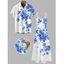 Vacation Couple Outfit Watercolor Delphinium Floral Pattern Long Dress and Shirt Set - Rouge Vineux S | US 4