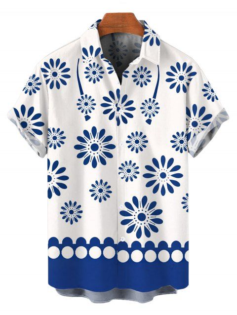 Chemise de vacances pour homme, style rétro, imprimé floral abstrait, boutonnée