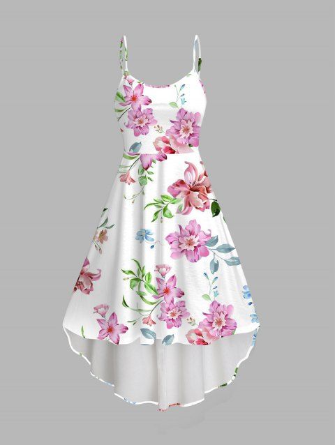 Robe de vacances aquarelle à motif floral jardin mélangé, robe asymétrique