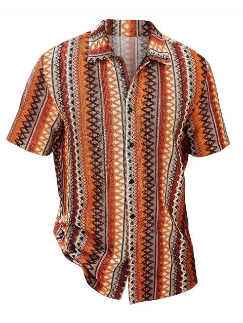 Chemise bohème pour homme, style ethnique, rayures, boutonnée, idéale pour les vacances