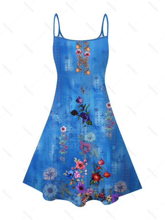 Vacation Couple Outfit Bohemian Style Artistic Floral Print Dress and Shirt Set - Pers S | US 4