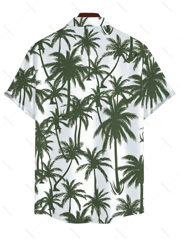 Chemise de vacances pour homme, motif cocotier, à boutons - Vert Armée L