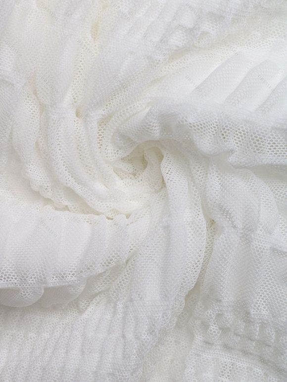 Robe de vacances unie texturée à décolleté plongeant et taille cintrée - Blanc XL | US 10