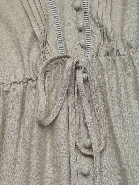 Robe longue décontractée à pois suisses, poches et col en V - Blanc S | US 4