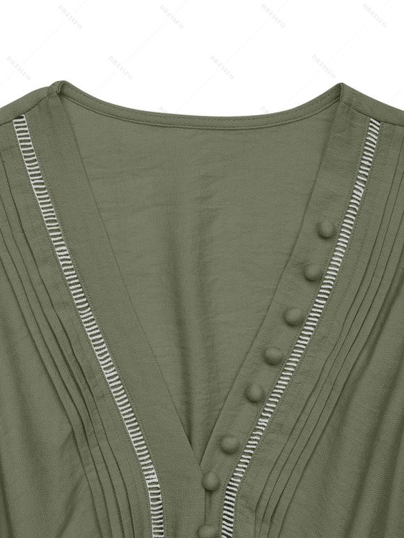 Robe longue décontractée à pois suisses, poches et col en V - Vert Armée XL | US 10